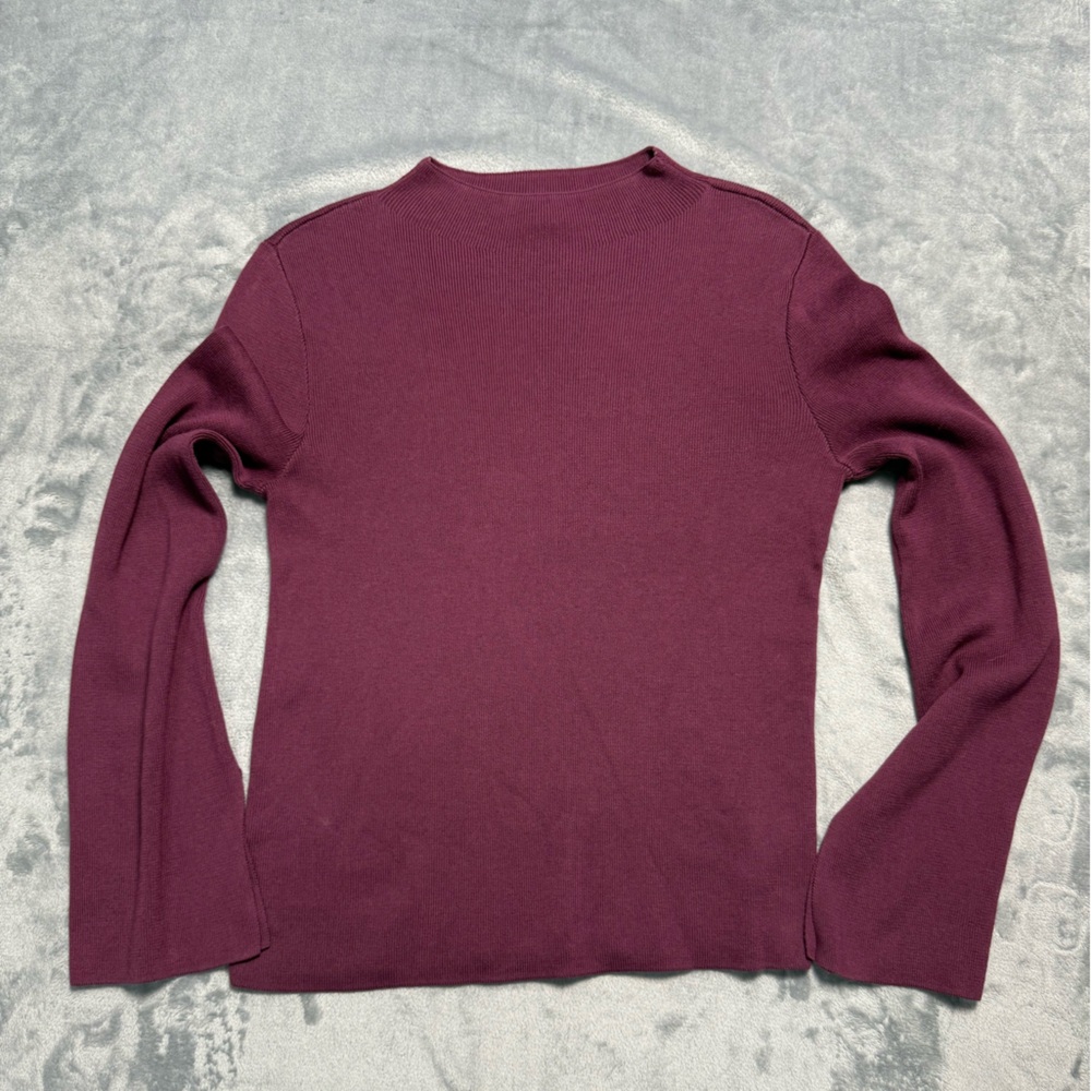 Halogen Plum Ribbed Knit Long Sleeve Sweater Top Women’s Small